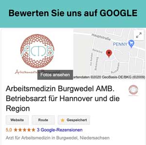 Google MyBusiness Eintrag AMB Arbeitsmedizin Burgwedel, Hannover, Region Hannover